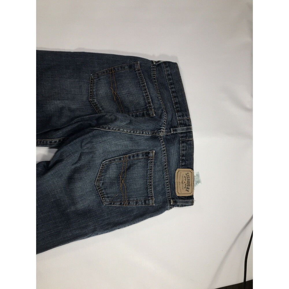 Signature Levis Strauss Jeans Mens 32x30 Blue Dark Wash Cotton Stretch Slim Fit - Picture 8 of 9